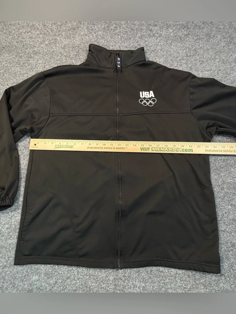 USA Olympics Jacket Mens XL Black Team USA Full Zip Olympic Committee Warm Up